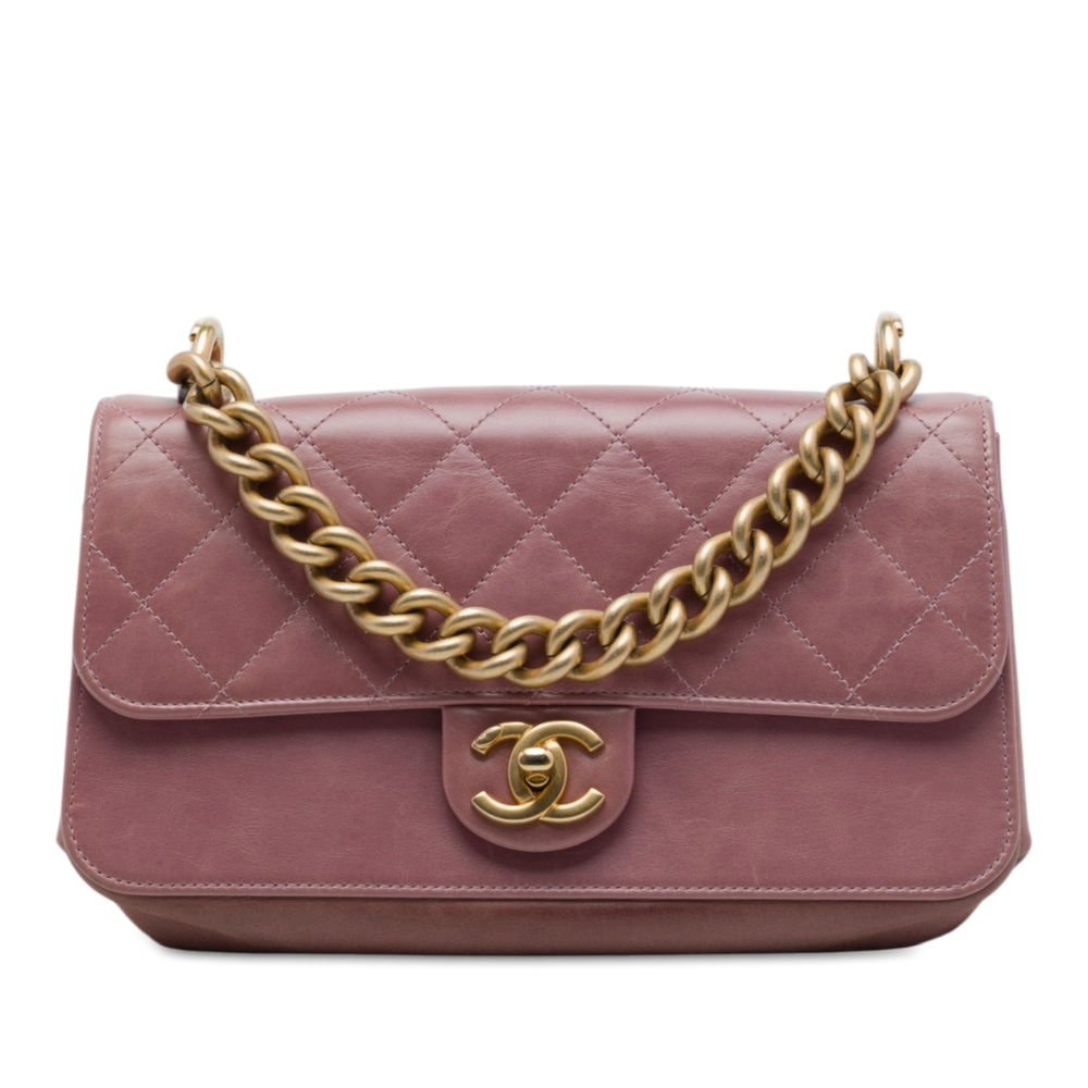 Pre-Loved Chanel Paris Cosmopolite Small Aged Calfskin Straight Lined Flap